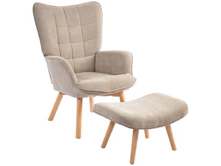 Fauteuil de détente Fauteuil de lecture 72x80x101 cm Marron clair Avec repose-pieds Tissu doux et rembourrage épais confortable