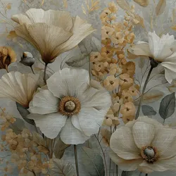 EUROART Wandbild 50 x cm Elegant Flowers I Aluminium Gold