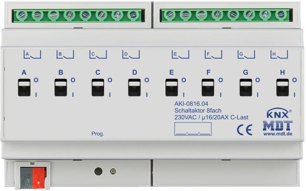 MDT technologies Schaltaktor 8-fach 8TE REG, 16/20A, 230VAC AKI-0816.04)