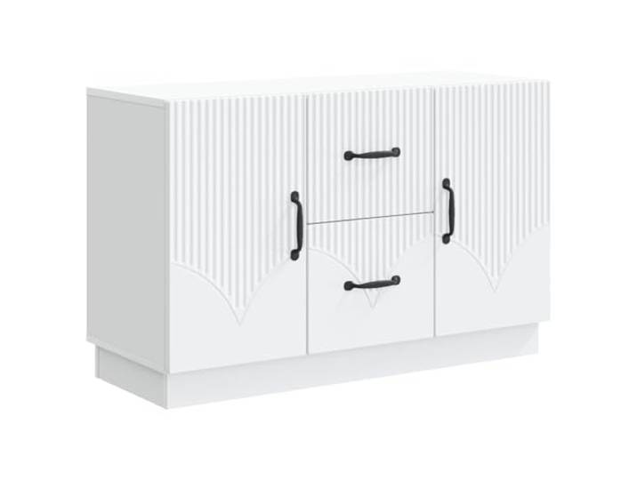 Coespram Sideboard Weiß 89 x 34,5 x 57 cm Kommode mit Schubladen Vielseitige Flurkommode fürs Wohnzimmer mit 2 Türen und 2 Schubladen für geordnete Aufbewahrung von Geschirr und Dekoration.
