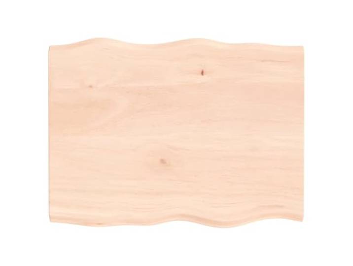 HGPOTUY Tischplatte 80x60x2 cm Massivholz Eiche Unbehandelt Baumkante Massives Eichenholz, mittelbraune Farbe, dichte Maserung, unbehandelte Oberfläche, Naturkante, handgefertigt, DIY-Brett,