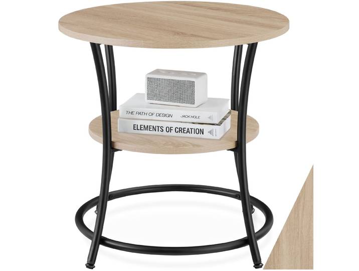 Table d’appoint Saint Louis 55x56cm - Bois clair industriel, Chêne Sonoma