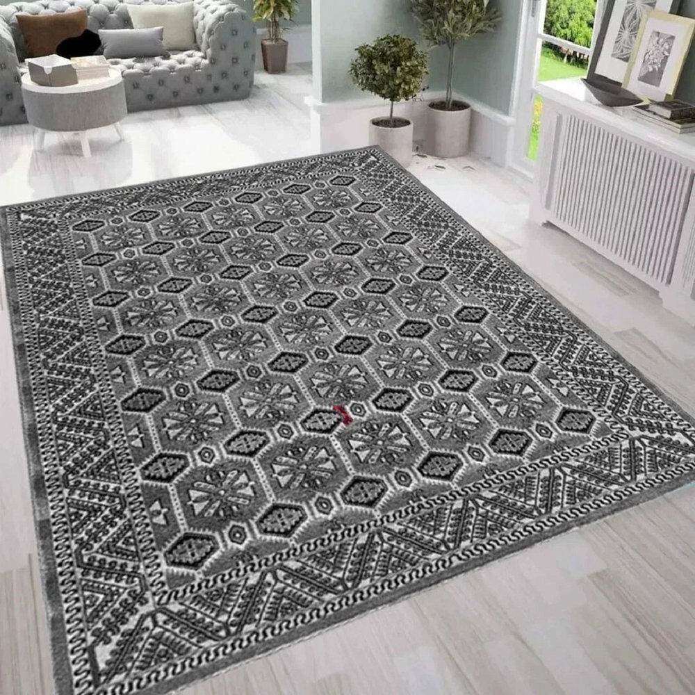 Metro Rectangle Indoor / Outdoor Washable Area Rug Grey Round 120 cm