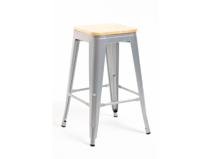 6er Set Torix Niedrige Naturholz Hocker 67 cm - Gris métallique