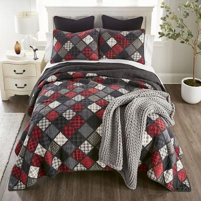 American Heritage Textiles Lumberjack Patchwork Mini Quilt Set Black, Full / Queen, Black