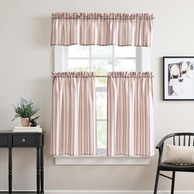 Curtainworks Banner Stripe 3-piece Valance & Tier Set