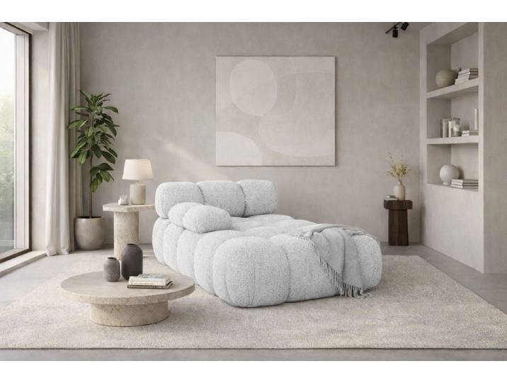 Kaiser Möbel Chaiselongue modular für Wohnzimmer, Bouclé-Stoff Abriamo, Selia, Chaiselongue, Chaiselongue-Modul zum Entspannen,Modernes Lounge-Design