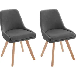 Esszimmerstuhl OTTO HOME "Dilla", grau (anthrazit, massive eichenholzbeinen), B:50cm H:82cm T:58cm, Metall, Stühle, Esszimmerstuhl, Webstoff Bezug, Massivholz Gestell, Sitzhöhe 48 cm