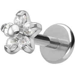 Titan Labret mit Push Fit BLUME MIT 5 KRISTALLEN