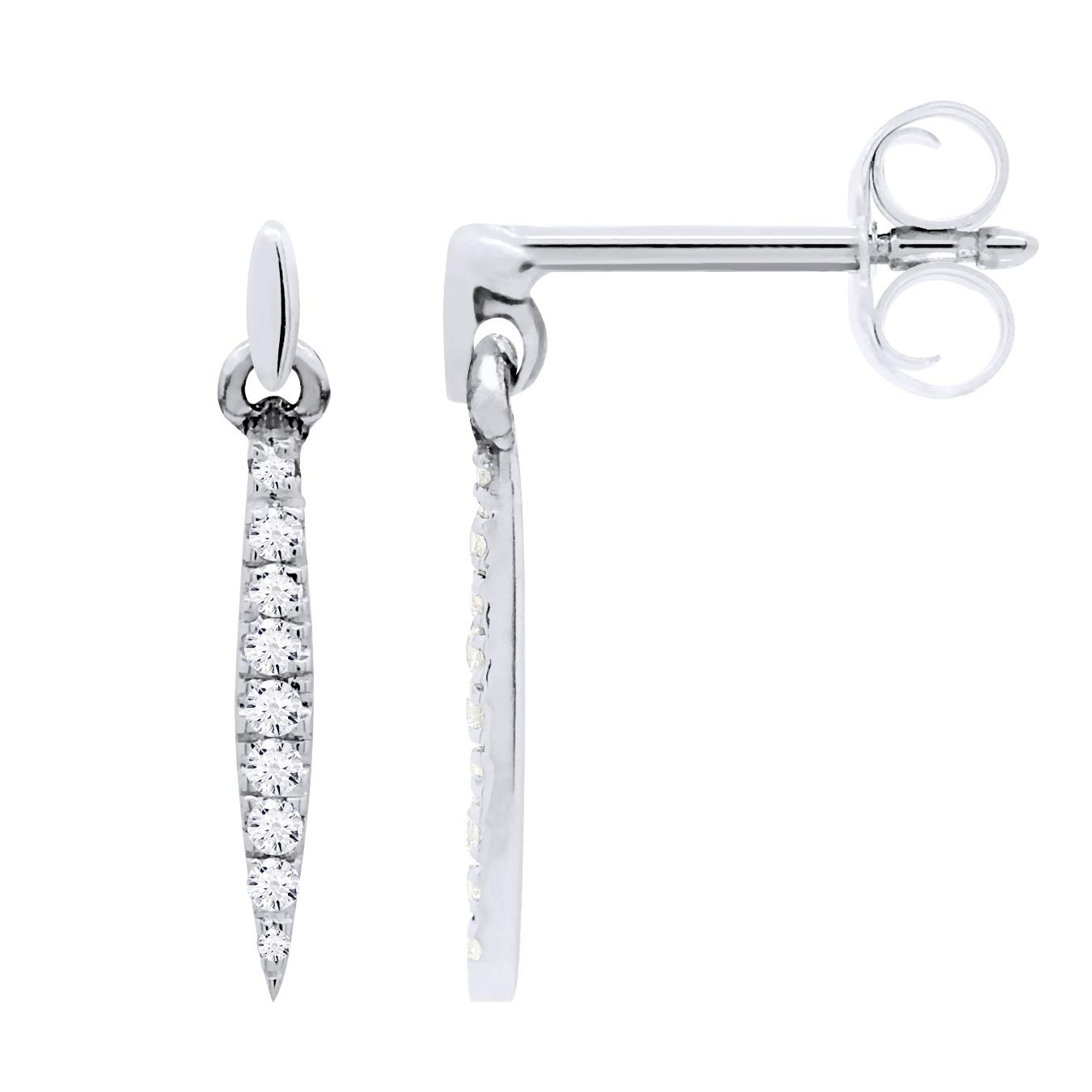 Oorbellen Dangle Sieraden Diamanten 0.070 Cts White Gold
