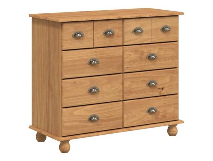 Makastle Schubladenkommode für Schlafzimmer, Braun, Massives Kiefernholz, 91 x 40 x 79 cm, 8 Schubladen