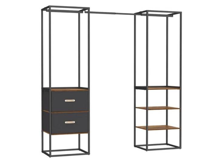 Armoire de Chambre - SONGMICS - avec 1 Tringle Extensible 2 Tiroirs et 4 Étagères - Marron Rustique