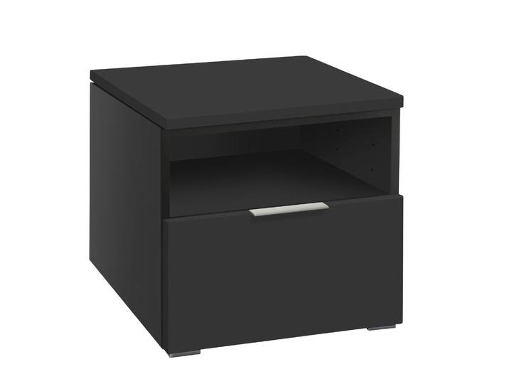 Nachttisch, Holzwerkstoff, Schwarz, 45×50×41 cm, Modern & Klassisch, Hasena