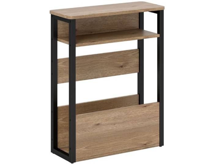 LIA Table d'appoint table de chevet avec étagère à deux niveaux coins arrondis 46l x 18P x 58 5H cm noyer