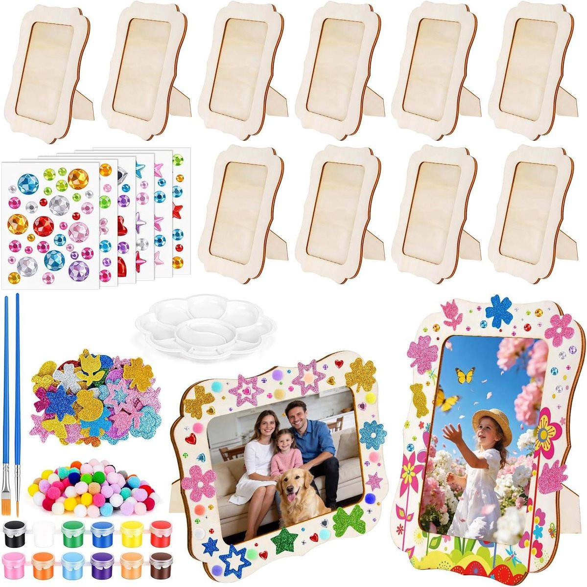 Houten Fotolijsten Knutselset met Zelfklevende Stickers, Houtkleur, 19 x 14 cm