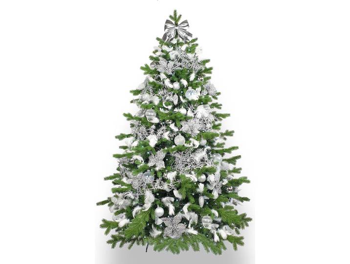 Künstlicher Weihnachtsbaum 150 cm, WINTERKÖNIG, mit 93-teiligem Weihnachtsbaumschmuck, inkl. Metallständer und Aufbewahrungsbox