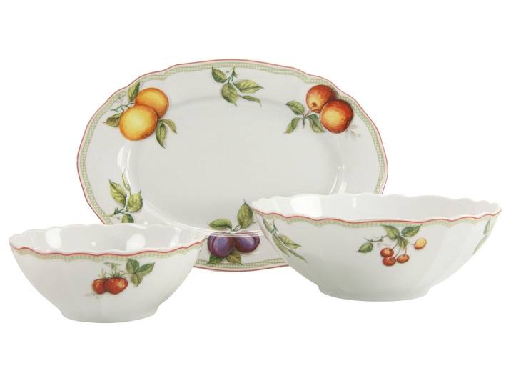 Servier-Set CREATABLE Flora Orchard , bunt (weiß, bunt), Porzellan, Servierplatten, Servier-Set