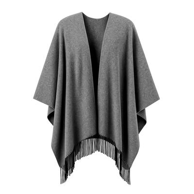 XXL-Schal "Ponhito", Damen, grau, Baumwolle, COLLEZIONE ALESSANDRO, unifarben, Basic, Modetücher, Made in Italy, mit Fransen