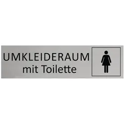 CombiCraft Aluminium Türschild Umkleideraum Damen mit Toilette 165x45mm mit 3M-Tape zur Befestigung, einfache Kennzeichnung von Räumen und Bereichen