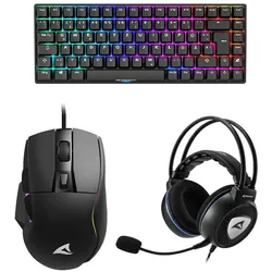 Sharkoon 3-in-1 Gaming Bundle schwarz bestehend aus SGK50 S3 PBT Gaming Tastatur, SGM35 Gaming Maus und SGH10 Gaming Headset
