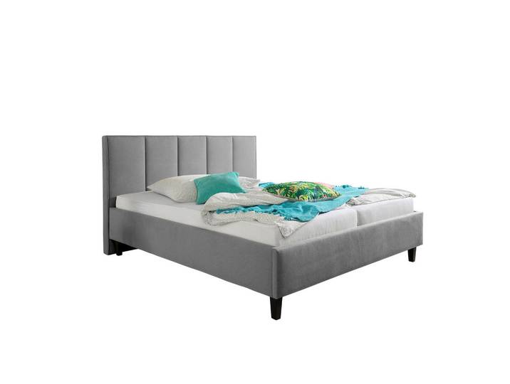Livetastic Polsterbett Avola, Grau, Holz, Buche, massiv, 160x200 cm, Made in Germany, für Lattenrost geeignet, Schlafzimmer, Betten, Polsterbetten