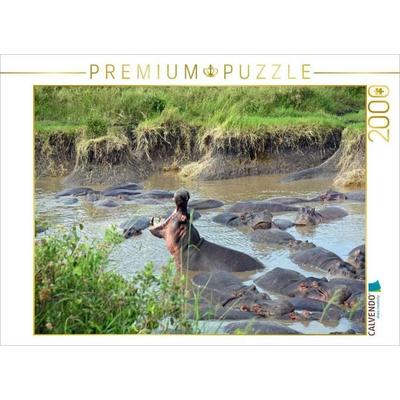 CALVENDO Puzzle Nilpferd | 2000 Teile Lege-Größe 90x67cm Foto-Puzzle für glückliche Stunden