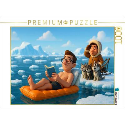 CALVENDO Puzzle Kälteanbeter mit der Luftmatratze in der Arktis | 1000 Teile Lege-Größe 64x48cm Foto-Puzzle für glückliche Stunden