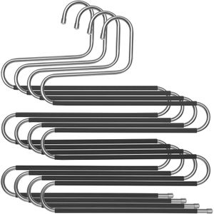 Songmics Hosenbügel CRI043BK, aus Edelstahl, Mehrfachbügel mit rutschfestem Bezug, schwarz, 39cm, 4 Stück