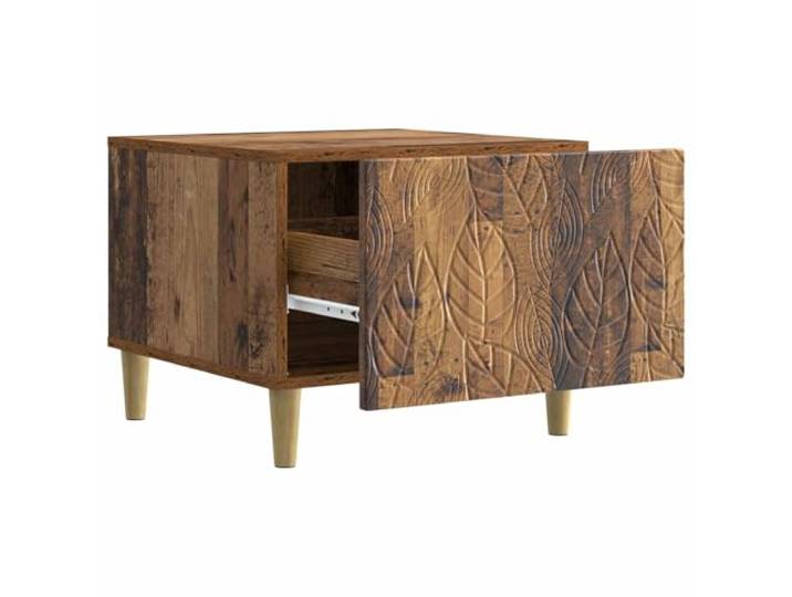 KTHLBRH Couchtisch aus antikem Holz, 50 x 49 x 40 cm Technisches Holz, Beine aus Eukalyptus, für Getränke und Zeitschriften, Verwendung im Innenbereich