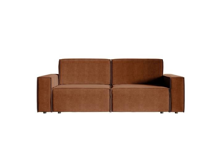 Dreisitziges ausklappbares Sofa Copertino, kupferfarbener Velours
