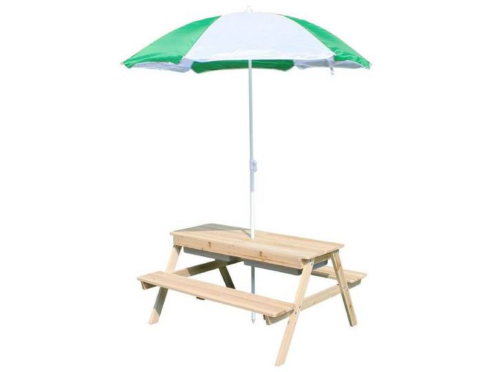 Coemo Garten-Kindersitzgruppe EDI, (Set, 1-tlg), 2 in 1 Kindersitzgarnitur für Kinder Picknicktisch mit Sonnenschirm