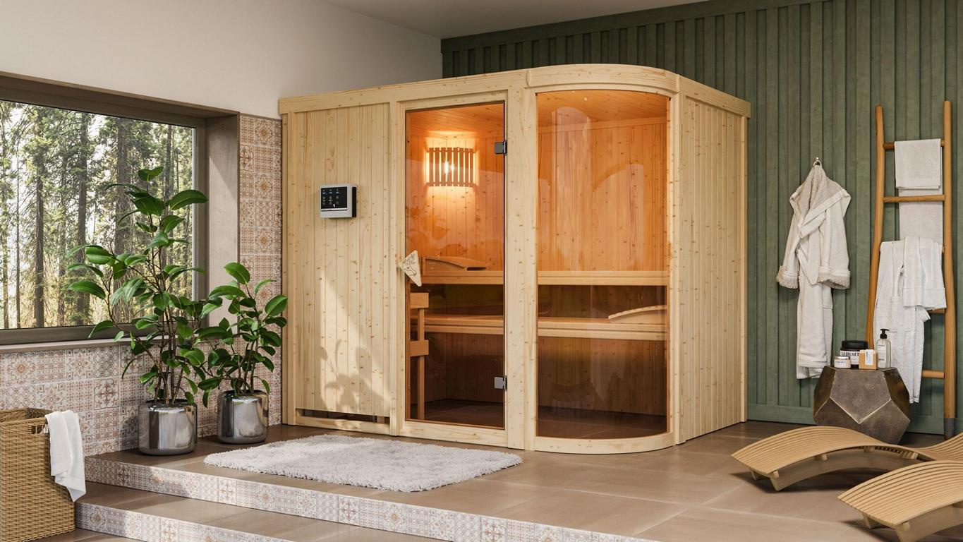 KARIBUHOLZT Parima 4 Front, 9kW ext.Strg. bronzierte Ganzglastür 08288510