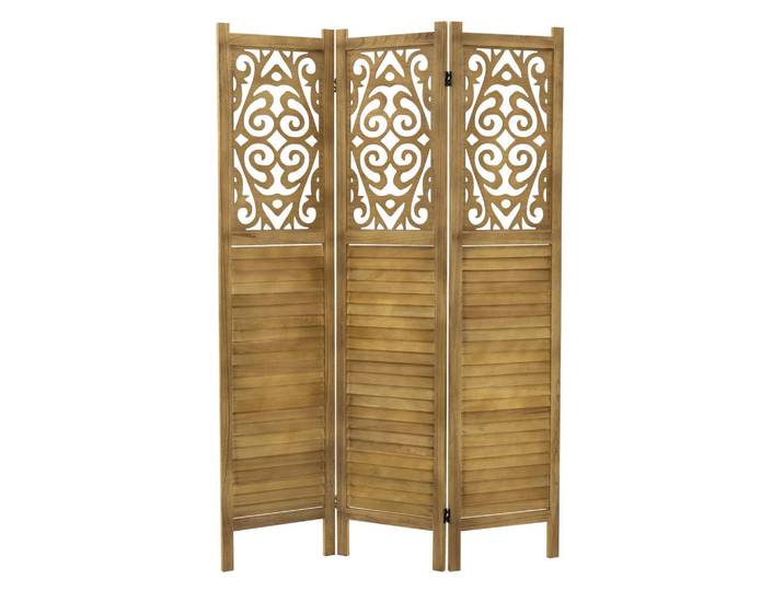 Ml-Design Paravent 3 teilig Tokio 170x121 cm Naturaus Holz, Braun, Paulownia, 121x170x2 cm, Wohnzimmer, Raumteiler, Paravents