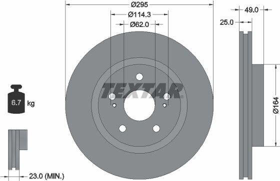 Textar Bremsscheibe Pro 92156503 295mm 25mm Für Suzuki