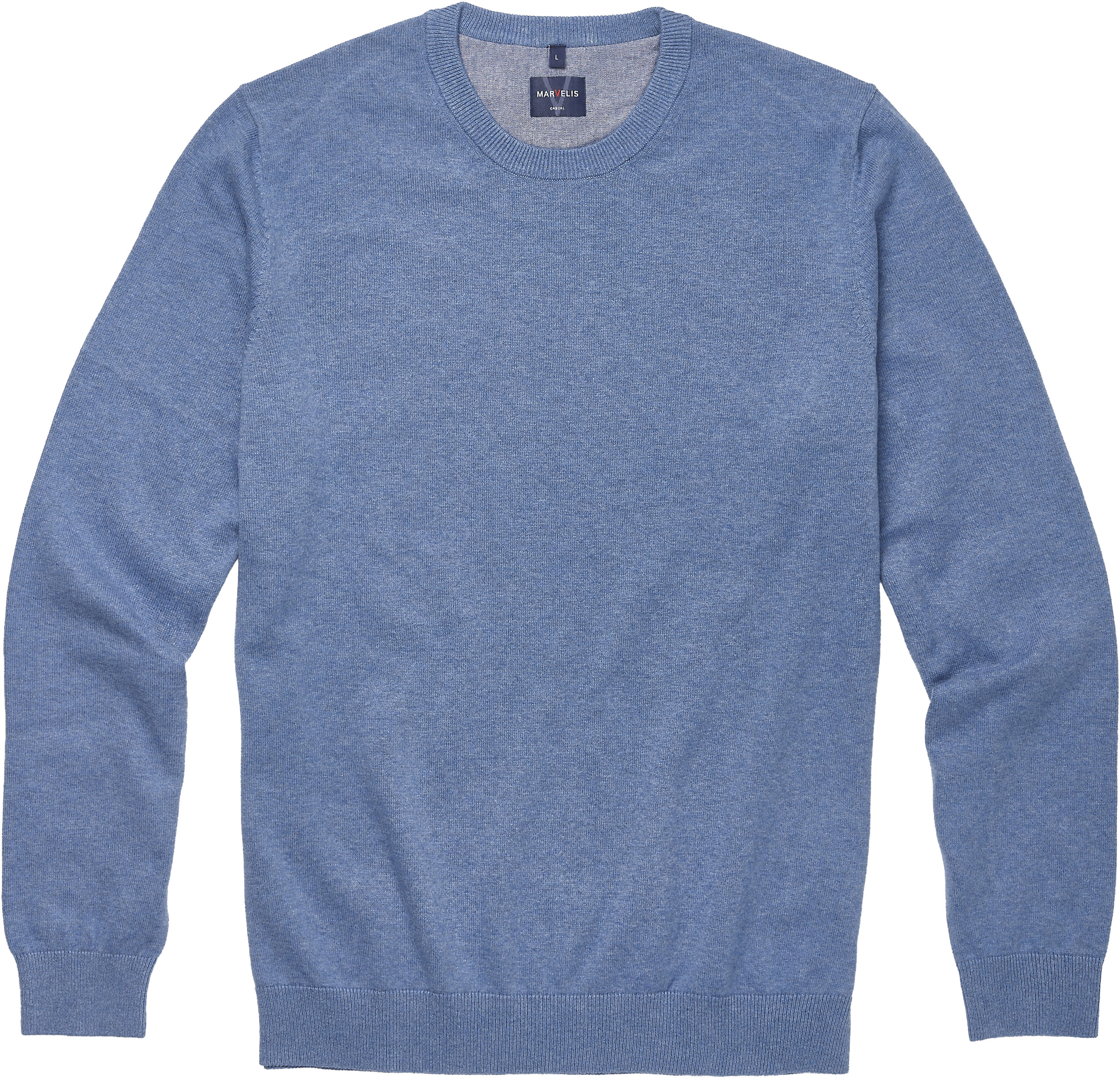 Strickpullover MARVELIS, Herren, Gr. 4XL, ozon, Jersey, Obermaterial: 100% Baumwolle, regular fit, Rundhals, Rippbündchen, Pullover Strickpullover, Rundhals, Baumwolle, regular fit ozon 4XL