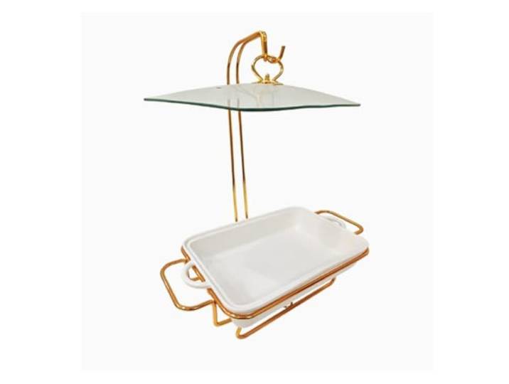 Chafing Dishes aus Keramik mit Deckel Speisenwärmer Mit goldenem Rahmen und Halterung for Speisenwärmer for Partys, Buffets