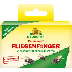 Neudorff Fliegenfalle Permanent FliegenFänger, zum Aufhängen, Klebstreifen, wirkt bis zu 8 Wochen, 4 Stück