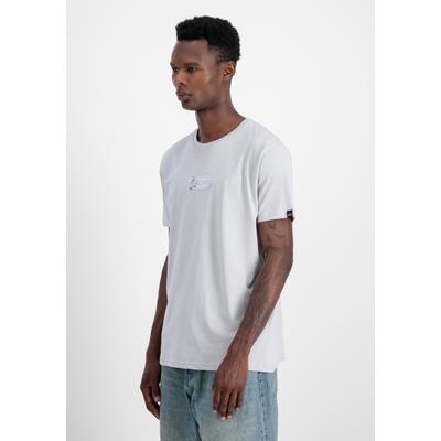 T-Shirt ALPHA INDUSTRIES "Metal Plate T-Shirt", Herren, Gr. S, grau (pastel grau), Obermaterial: 100% Baumwolle, Shirts T-Shirt