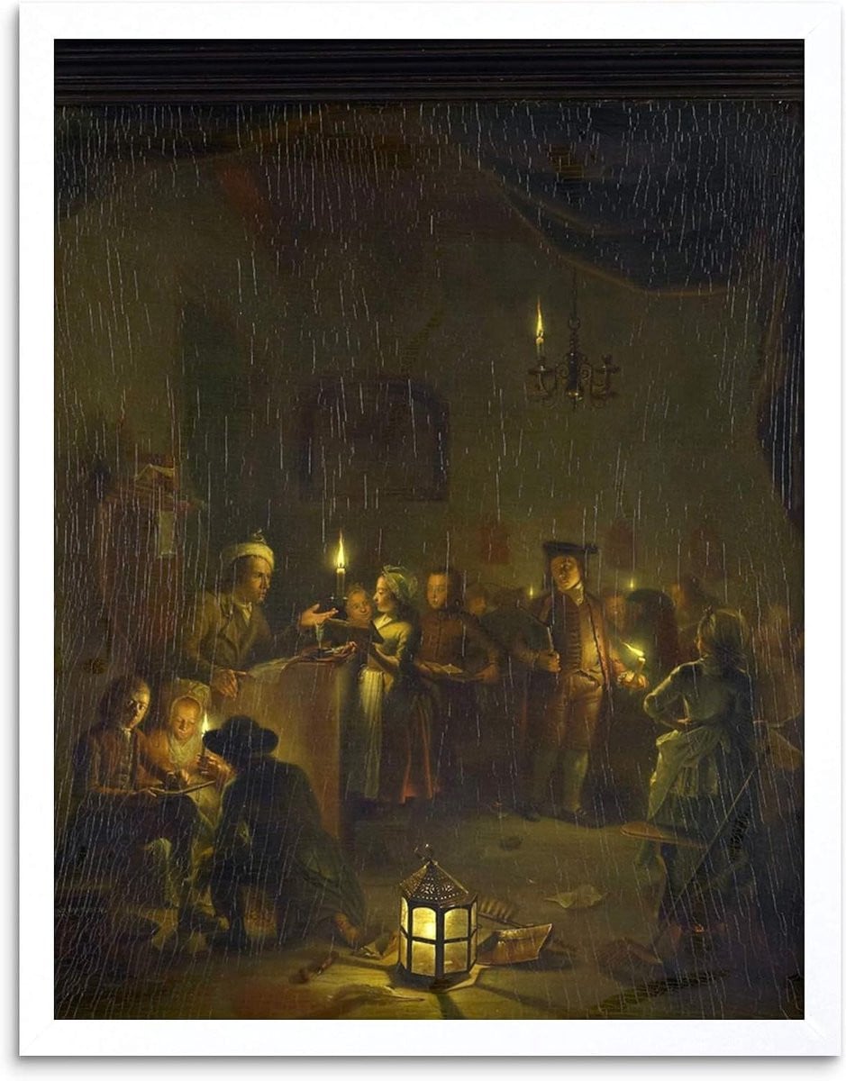 Handafgewerkt Schilderij Art Print Wanddecoratie Poster Wit 30 x 41 cm