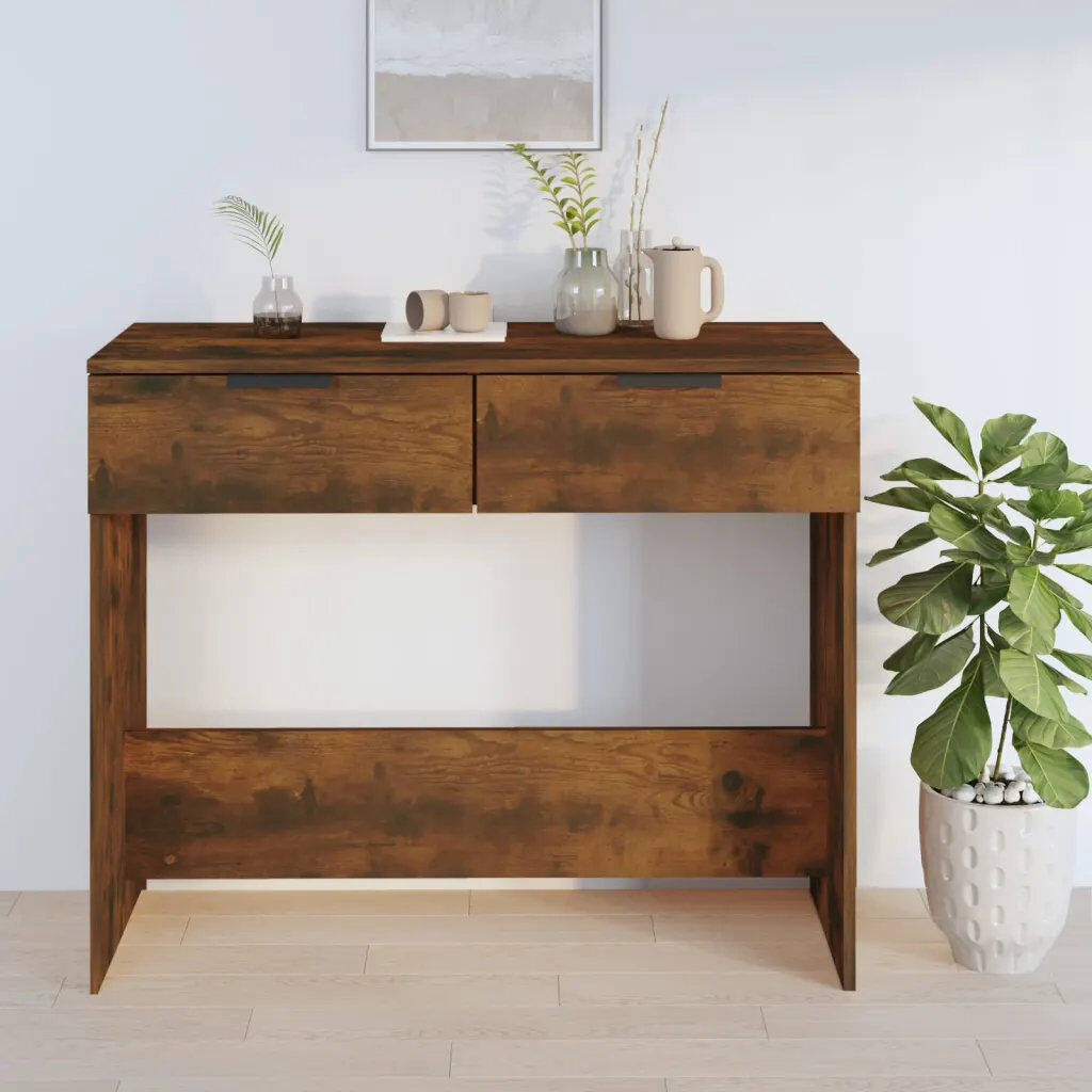 17 Stories Johnath 90 cm W Console Table Smoked Oak