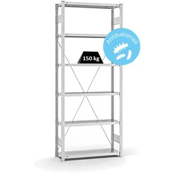 PROREGAL Antibakterielles Fachbodenregal Stecksystem T-Profil | HxBxT 250x100x30cm | 6 Ebenen | Traglast 150kg | Antibakterielle Beschichtung | Weiß