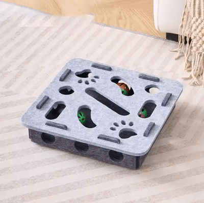 Inspire Curations Interactive Cat Puzzle Maze Box For Indoor Cats gray square