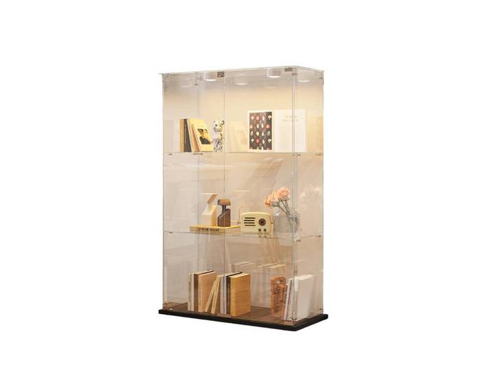 Shopentra Vitrine Geräumig mit 3 verstellbaren Glasablagen, Schwarz, 35x123.3x78.5 cm, Esszimmer, Vitrinen, Vitrinenschränke