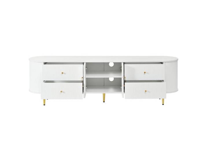Oxeza Tv-Element 180/40/53 cm Weiß mit 4 Schublade, Holz, Mode, Rechteckig, 180x53x40 cm, Wohnzimmer, TV Möbel, Lowboards, Lowboards stehend