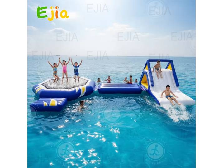 Jeux de toboggan aquatique gonflable, trampoline, parc aquatique, divertissement, parcs aquatiques flottants gonflables avec toboggan aquatique pour adultes et enfants