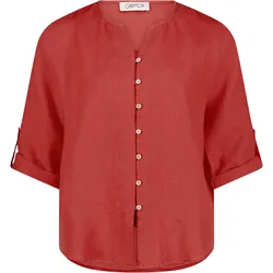 Kurzarmbluse CARTOON "Damen mit V-Ausschnitt", Damen, Gr. 42, rust braun, Obermaterial: 100% Leinen, gerade normal, V-Ausschnitt, Blusen