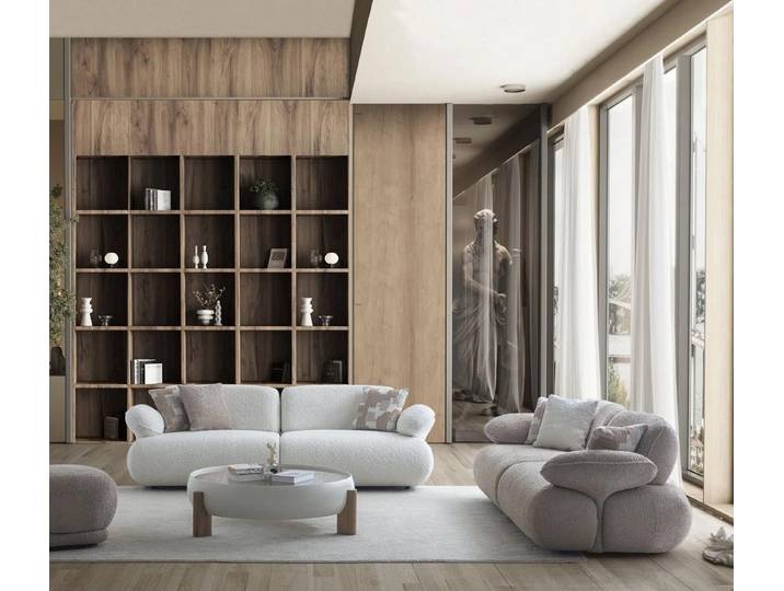 JVmoebel Polstergarnitur JVMoebel Designer Sofa in Weiß mit runden Couchtisch, (2-tlg)