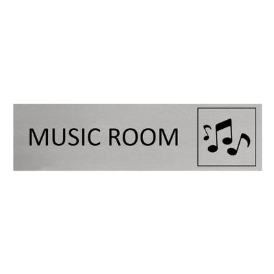CombiCraft Aluminium Türschild Music Room 165x45mm mit 3M-Tape zur Befestigung, einfache Kennzeichnung von Räumen und Bereichen