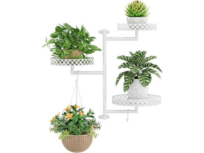 Étagère murale rotative pour plantes OVICAR à 3 niveaux métal pour plusieurs plantes blanc blanc JARDINIERE