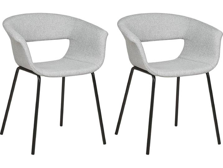 BELIANI Esszimmerstühle 2er Set Hellgrau mit Schwarzen Beinen Modernes Design für Esszimmer Essbereich Küche Wohnzimmer